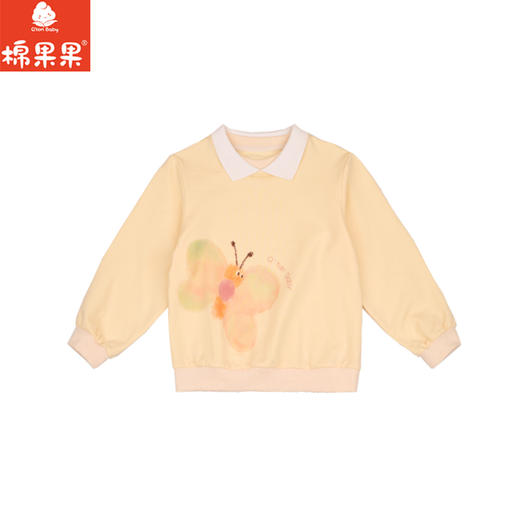 棉果果春季新品商场同款女童黄色蝴蝶小毛圈翻领套头卫衣M122180225082 商品图1