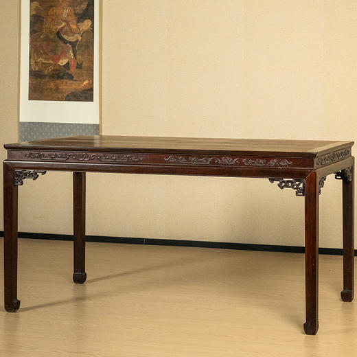 清 红木束腰马蹄腿螭龙纹画桌 商品图4