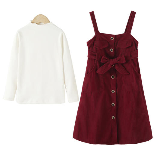 【好面料更舒适，用心呵护每一寸肌肤】女童背带连衣裙 灯芯绒中大童女装 2024春秋儿童本命年穿搭套装裙子-QQ 商品图4