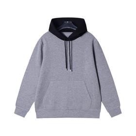 WY520秋冬季新款时尚个性黑灰撞色连帽卫衣时尚户外休闲百搭上衣