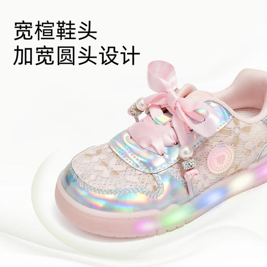 泰兰尼斯2025春季儿童新款闪灯鞋子女童开关可控防滑舒适公主板鞋 T02X5A5976 商品图2