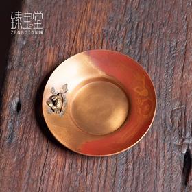臻宝堂铜茶托纯手工八方来财杯托中式家用功夫茶具茗品隔热杯垫八方来财杯托五片装