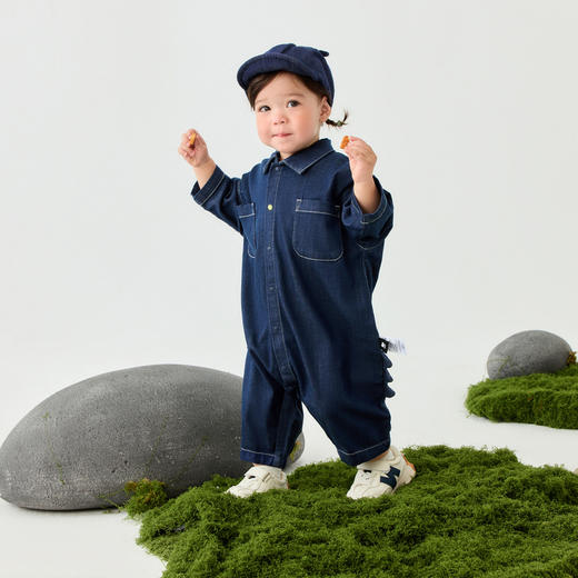 迷你巴拉男女童软牛仔连体衣莫代尔亲肤透气恐龙2025春新款 商品图2