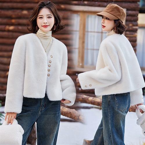 小个子仿水貂毛绒皮毛一体，时尚短款外套YM9913A 商品图2