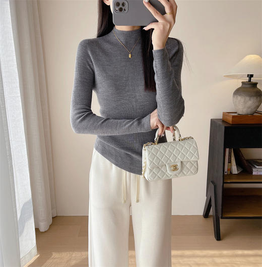可机洗无缝一体新澳打底毛衣！2024新款100超细羊毛半高领内搭针织衫女秋冬！ 商品图9