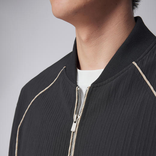 墨麦客男装竖纹肌理棒球领外套男2024秋季新款休闲男士夹克81233 商品图2