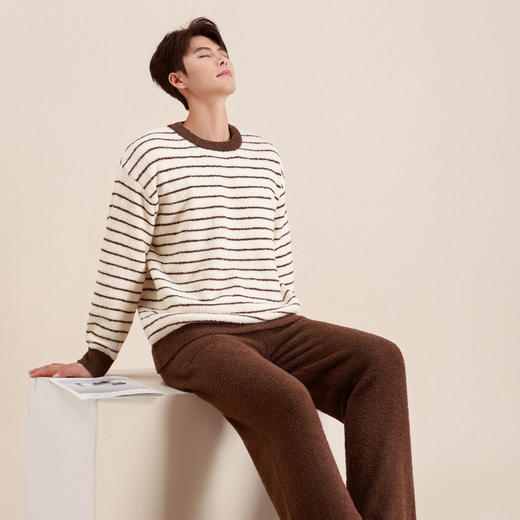 连绵·男女款半边绒条纹家居服 商品图7