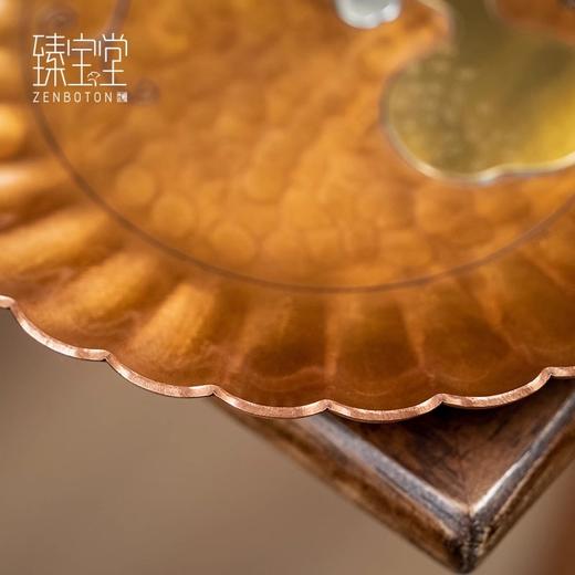 【样品特惠，仅1件，无货退款】臻宝堂纯手工镶嵌葫芦壶承干泡小茶盘单层菊瓣形壶承茶具铜配件福禄万代壶承 商品图3