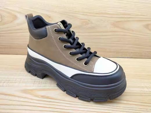 豪行2023秋冬女短靴新款23409007时尚韩版增高显瘦高帮皮鞋女单鞋 商品图1