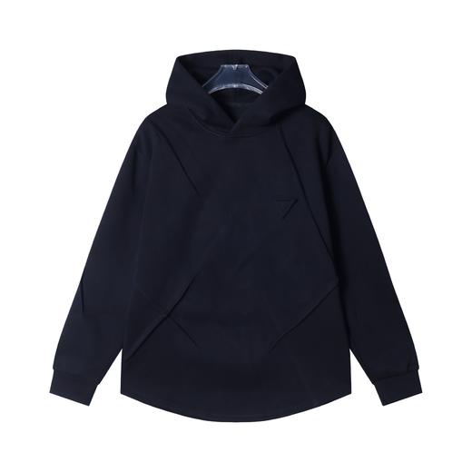 秋冬新款男士连帽套头纯色倒三角不规则扭花设计宽松长袖百搭卫衣 商品图1