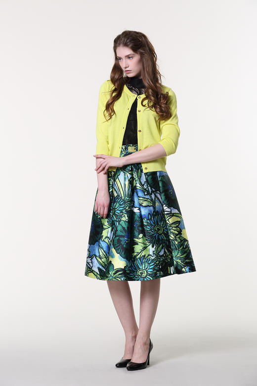 【伯妮斯茵】161B239（不配腰带,需自行搭配）--绿色半裙--长着向日葵的蔬菜园--《梵高的花园》 商品图4