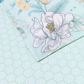 富安娜家纺床上四件套纯棉 100%全棉床单 双人加大床品 被套230*229cm /床上用品 /三件套/四件套/多件套 /四件套