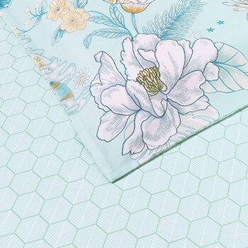 富安娜家纺床上四件套纯棉 100%全棉床单 双人加大床品 被套230*229cm /床上用品 /三件套/四件套/多件套 /四件套 商品图0