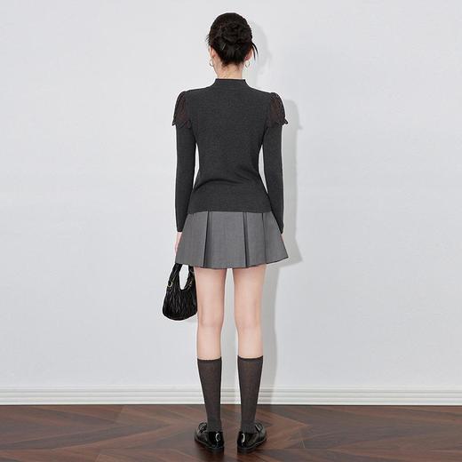 【高货wl】全新升级【铂金会员165/天猫219/差价54】(81300) 洛诗琳秋冬新款蕾丝拼接半高领镂空洋气修身针织衫 商品图3