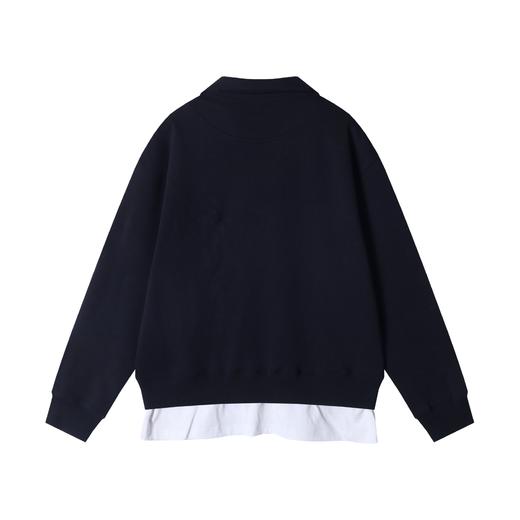 秋冬季新款时尚个性日系黑白撞色圆领假两件卫衣百搭休闲简约上衣 商品图5