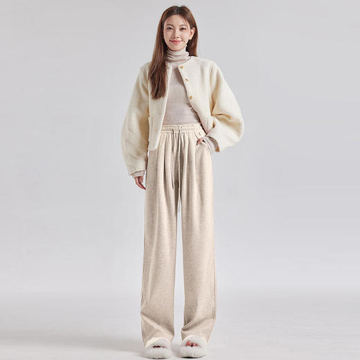 【松弛感】羊绒蚕丝阔腿裤 高腰显瘦 松紧腰休闲直筒裤 商品图4