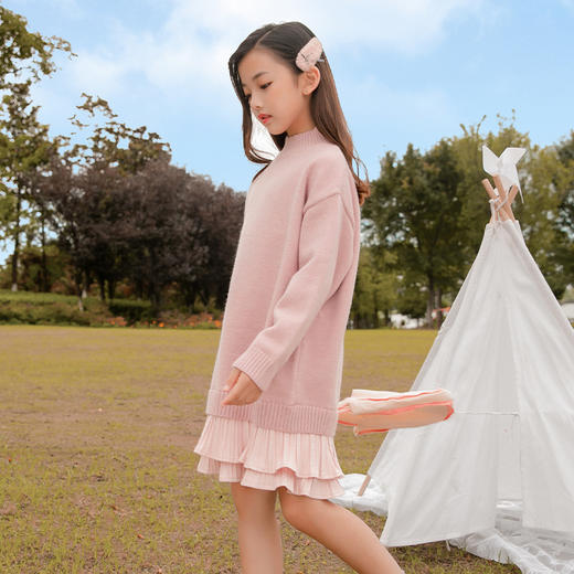 【宽松的版型，包容性敲大】百搭女童毛衣裙 秋装新款中大童中长款裙子 儿童打底毛衣针织连衣裙-QQ 商品图4