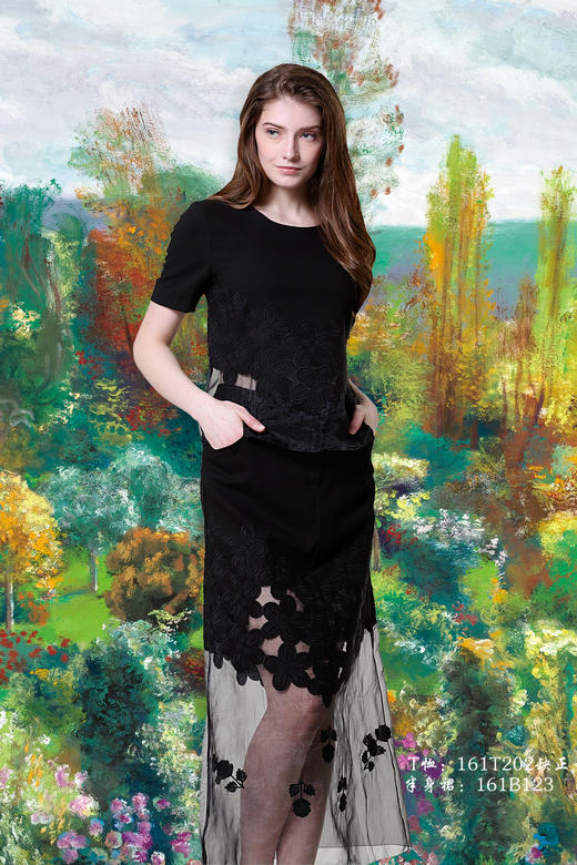 【伯妮斯茵】161T202--黑色T恤--长着向日葵的蔬菜园--《生命之美-梵高的花园》 商品图7