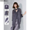 COCOBELLA气质紫多层次荷叶边飘带雪纺衫灵动飘逸开衫LC0007-2 商品缩略图1