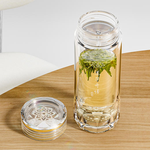 思宝旗舰店莲华开悟双层玻璃杯办公杯便携车载礼盒包装 商品图2