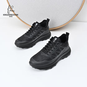 经典鲨2024年冬季新款男士系带黑色加绒平底休闲运动鞋KW10-D55101