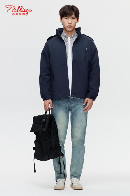 赤兔嗨购冲锋衣男女款可拆卸新款黑色外套防风防水户外进藏登山服 商品图3