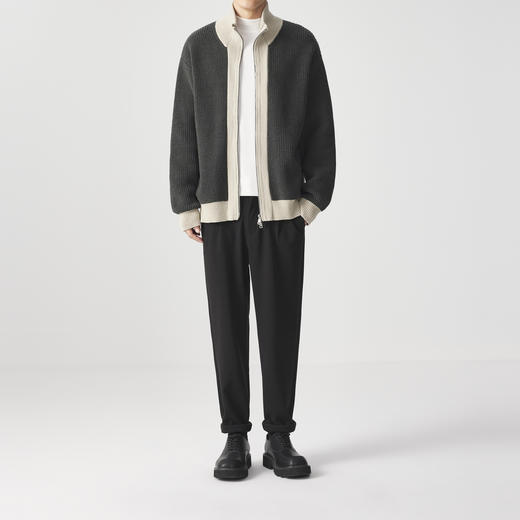 墨麦客男装 远红外升温 针织夹克冬季新款撞色保暖立领开衫外套男 商品图3