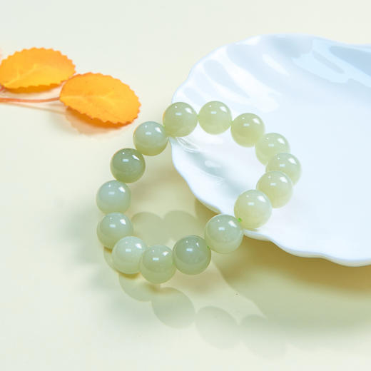 玉美人菲菲*和田玉单圈手串圆珠约14mm 商品图0