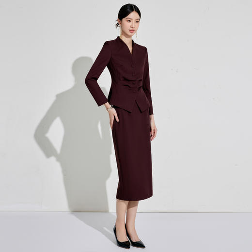 正式场合设计感主持人安可拉红单排扣 商品图5