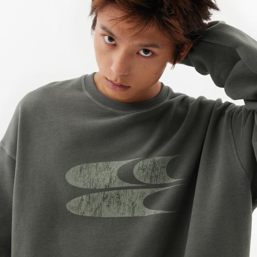 CryingCenter 6色花纱圆领套头裂纹印花加绒卫衣 商品图0