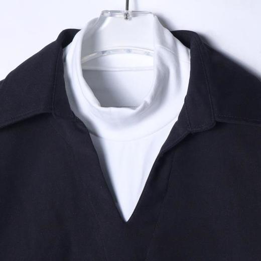 WY654新款时尚个性黑白撞色立领假两件卫衣休闲宽松百搭上衣潮 商品图2