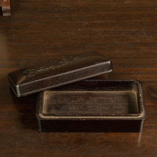 清 紫檀阴刻竹子诗文盖盒 商品图3