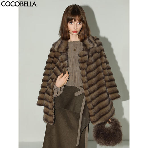 COCOBELLA轻奢仿天鹅绒水貂原色环保皮草外套御寒大衣FU3095 商品图1