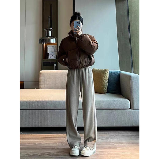 【松弛感】羊绒蚕丝阔腿裤 高腰显瘦 松紧腰休闲直筒裤 商品图7