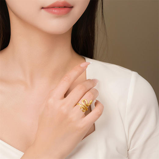 黄金生肖蛇戒指 灵蛇献瑞系列足金灵蛇盘绕戒指女士礼物MEMORA诗普琳LRE02701（线上专供） 商品图1