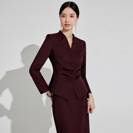 正式场合设计感主持人安可拉红单排扣 商品图2