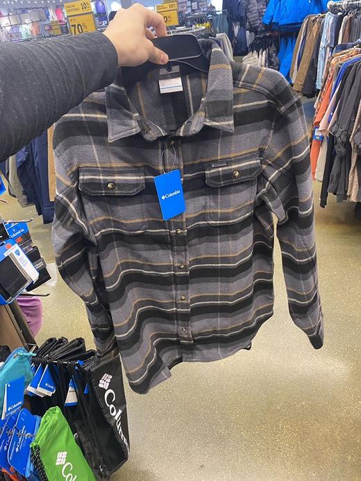 Columbia/哥伦比亚 男士秋冬款棉质微弹加绒条纹长袖衬衫 商品图0