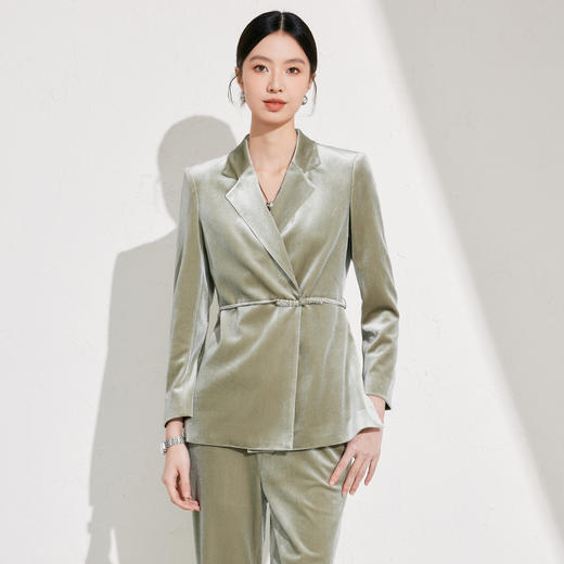 新中式西装套装女2026新款秋冬丝绒职业装 商品图3