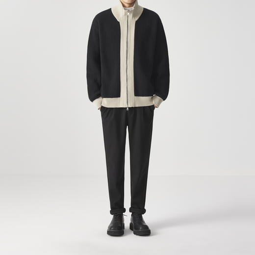 墨麦客男装 远红外升温 针织夹克冬季新款撞色保暖立领开衫外套男 商品图4