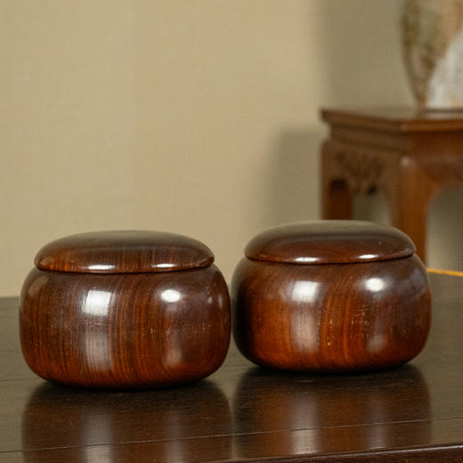 清 红木整挖围棋罐（一对） 商品图0