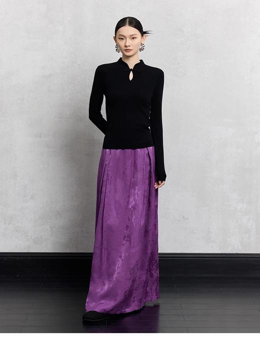 洛诗琳秋冬福利新中式国风2024年新款素色精纺纯羊毛旗袍领盘扣针织衫71051 商品图8