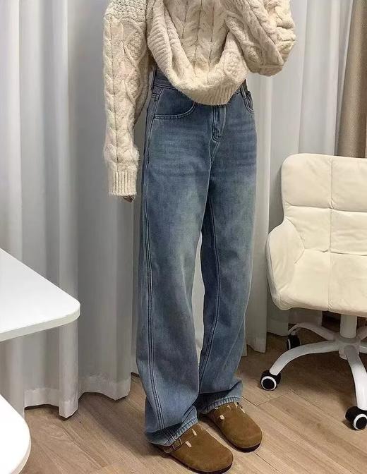 【GZ】无忧购韩版宽松显瘦窄版梨形身材阔腿加绒牛仔裤6921（截单后7天发货)25年清仓捡漏 商品图3
