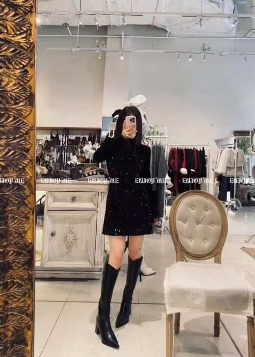 【门店同款】ENJOY冬季法式尖头粗跟显瘦长靴 158995861 商品图1