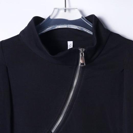 T1904新款时尚个性纯色半拉链褶皱立领长袖卫衣休闲百搭潮流上衣 商品图2