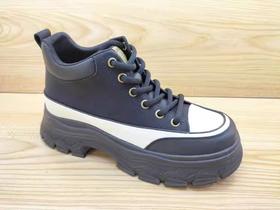 豪行2023秋冬女短靴新款23409007时尚韩版增高显瘦高帮皮鞋女单鞋