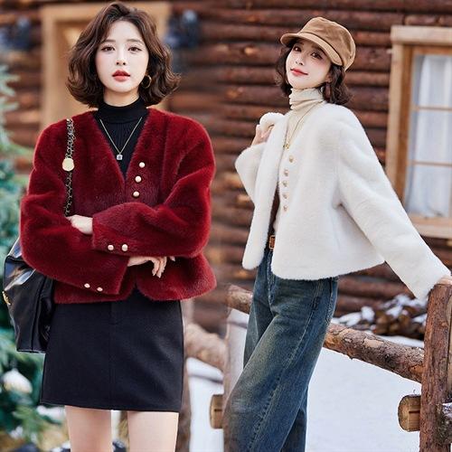 小个子仿水貂毛绒皮毛一体，时尚短款外套YM9913A 商品图0