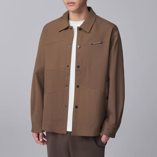 墨麦客男装立体条纹肌理翻领夹克男士2024秋季新款休闲宽松外套男 商品图1