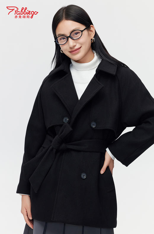 赤兔嗨购短款毛呢外套女士秋冬季新款高级感大衣 商品图2