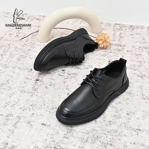 经典鲨2024年秋季新款男士系带平底舒适正装商务皮鞋KW08-D33151 商品图1