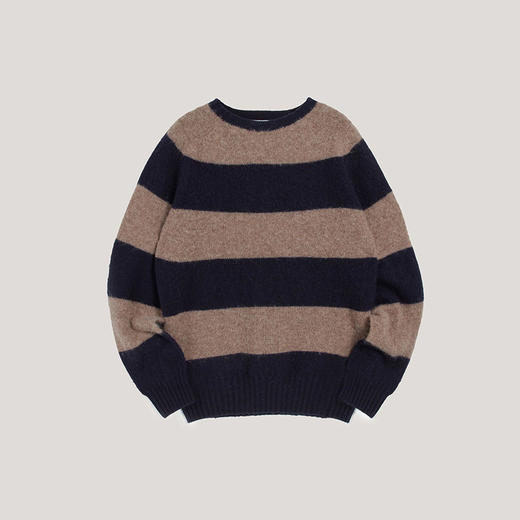 YMC SUEDEHEAD STRIPE CREW KNIT 英国羊羔毛男装圆领条纹毛衣 商品图3